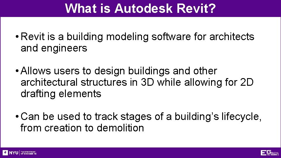 What is Autodesk Revit? • Revit is a building modeling software for architects and