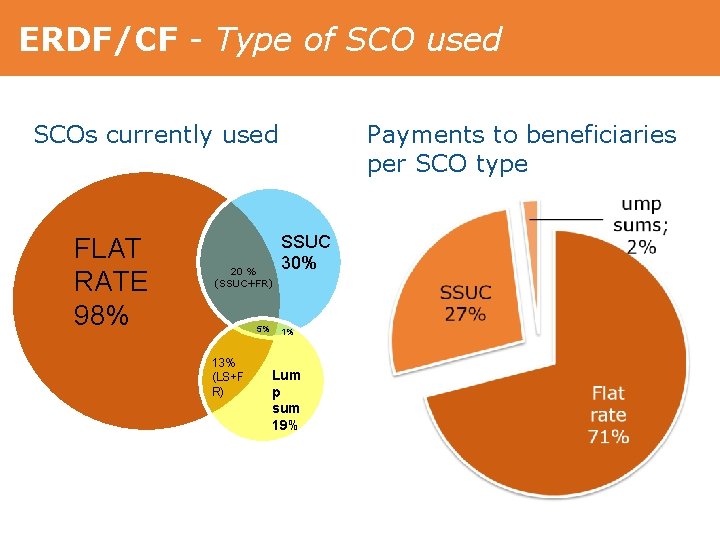 ERDF/CF - Type of SCO used SCOs currently used FLAT RATE 98% 20 %