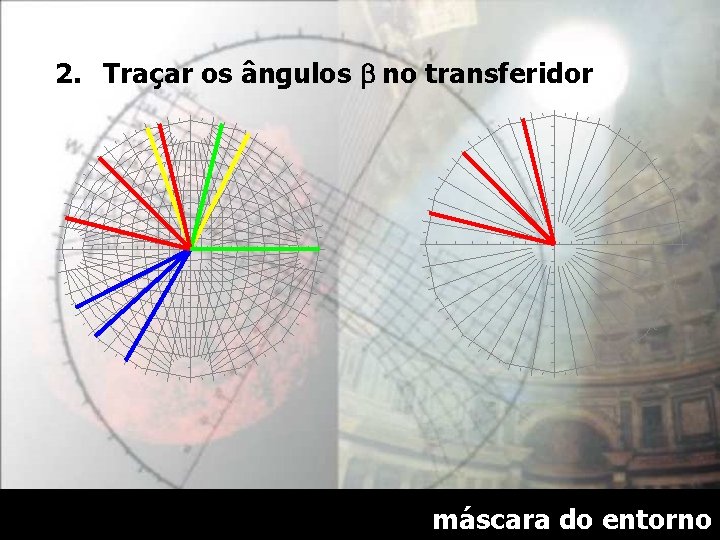 2. Traçar os ângulos b no transferidor máscara do entorno 