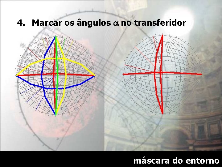 4. Marcar os ângulos a no transferidor máscara do entorno 