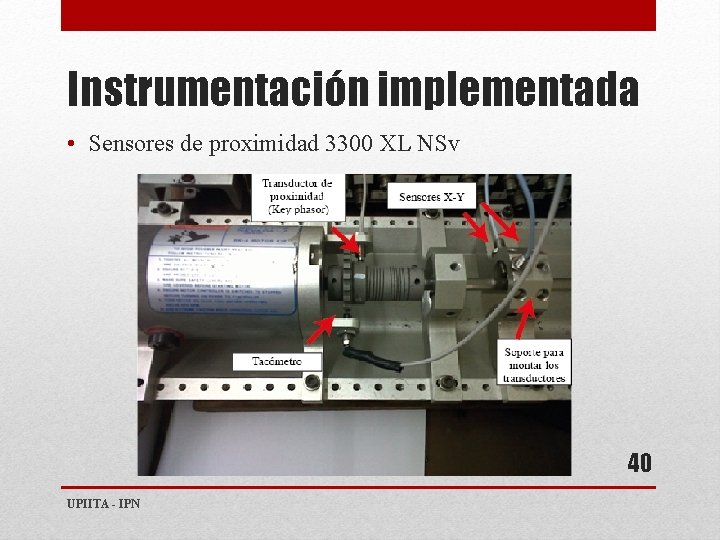 Instrumentación implementada • Sensores de proximidad 3300 XL NSv 40 UPIITA - IPN 