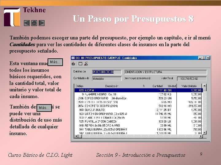 Un Paseo por Presupuestos 8 También podemos escoger una parte del presupuesto, por ejemplo