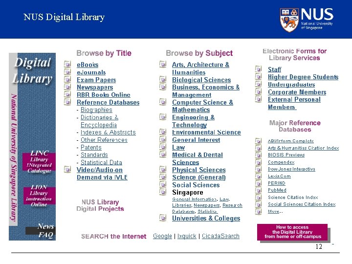 NUS Digital Library 12 