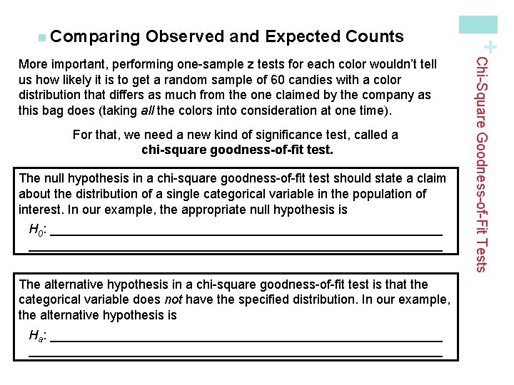 Observed and Expected Counts For that, we need a new kind of significance test,