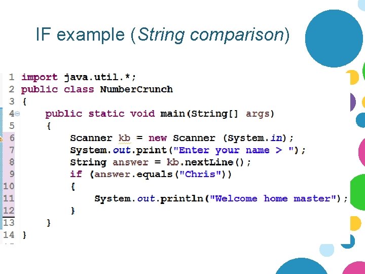 IF example (String comparison) 