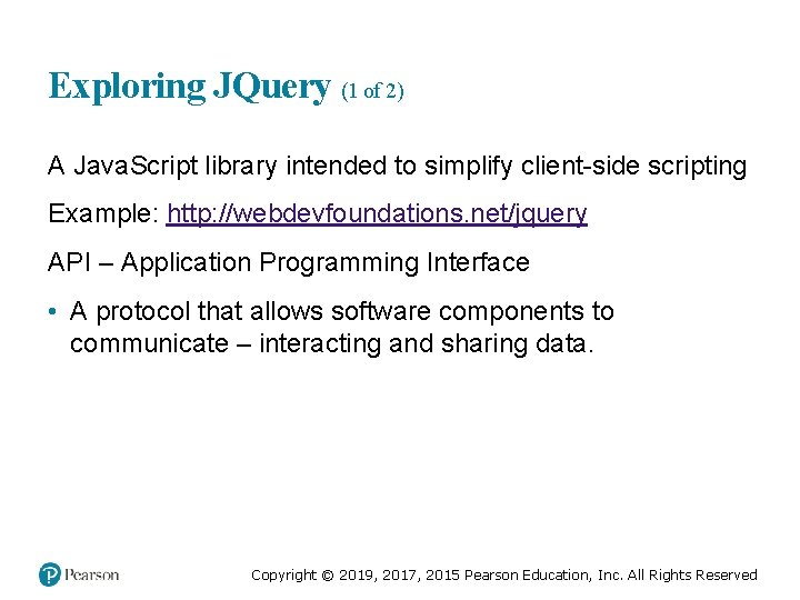 Exploring JQuery (1 of 2) A Java. Script library intended to simplify client-side scripting