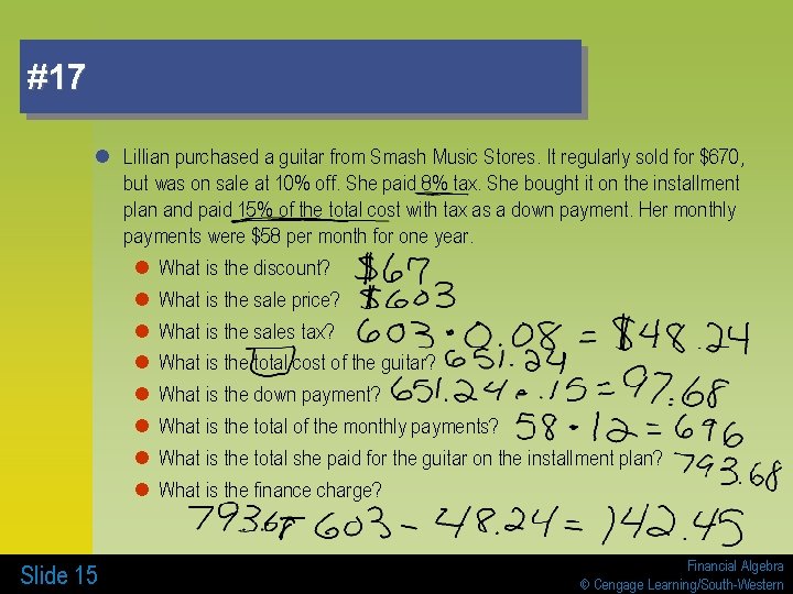 #17 l Lillian purchased a guitar from Smash Music Stores. It regularly sold for #17 l Lillian purchased a guitar from Smash Music Stores. It regularly sold for
