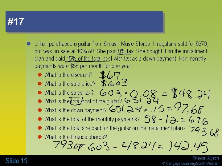 #17 l Lillian purchased a guitar from Smash Music Stores. It regularly sold for