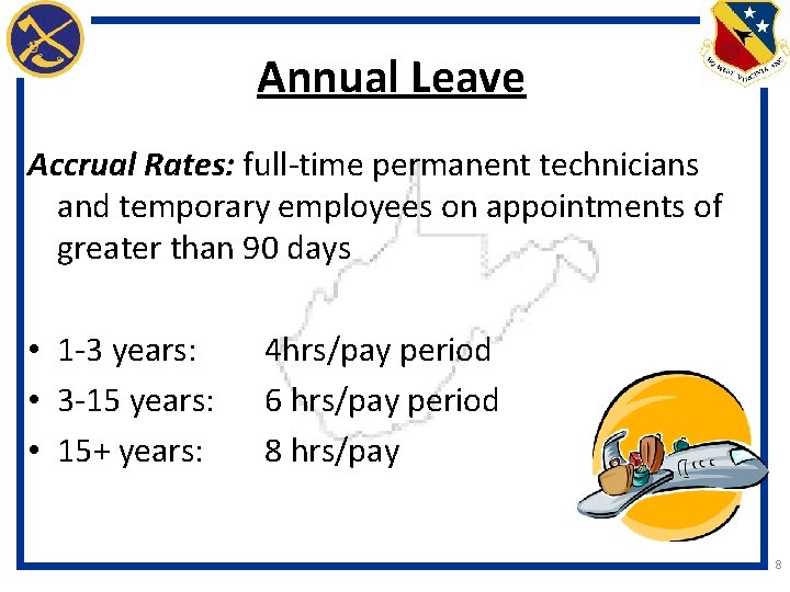 Annual Leave Accrual Rates: full-time permanent technicians and temporary employees on appointments of greater