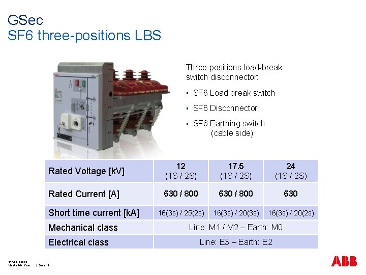 GSec SF 6 three-positions LBS Three positions load-break switch disconnector: SF 6 Load break