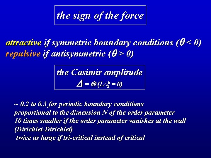 the sign of the force attractive if symmetric boundary conditions (q < 0) repulsive