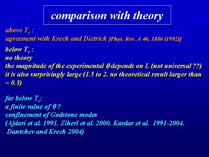 comparison with theory above Tc : agreement with Krech and Dietrich [Phys. Rev. A