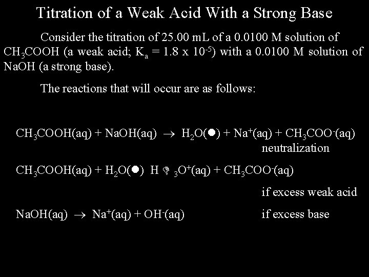 Titration of a Weak Acid With a Strong Base Consider the titration of 25.