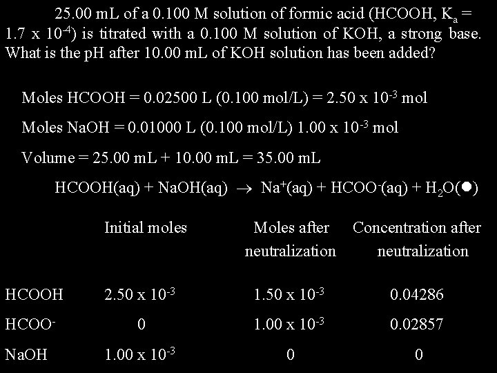 25. 00 m. L of a 0. 100 M solution of formic acid (HCOOH,