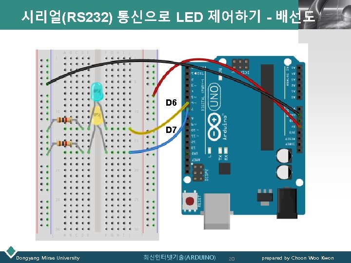 시리얼(RS 232) 통신으로 LED 제어하기 - 배선도 LOGO D 6 D 7 Dongyang Mirae