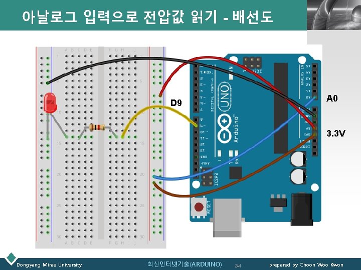 아날로그 입력으로 전압값 읽기 - 배선도 LOGO A 0 D 9 3. 3 V