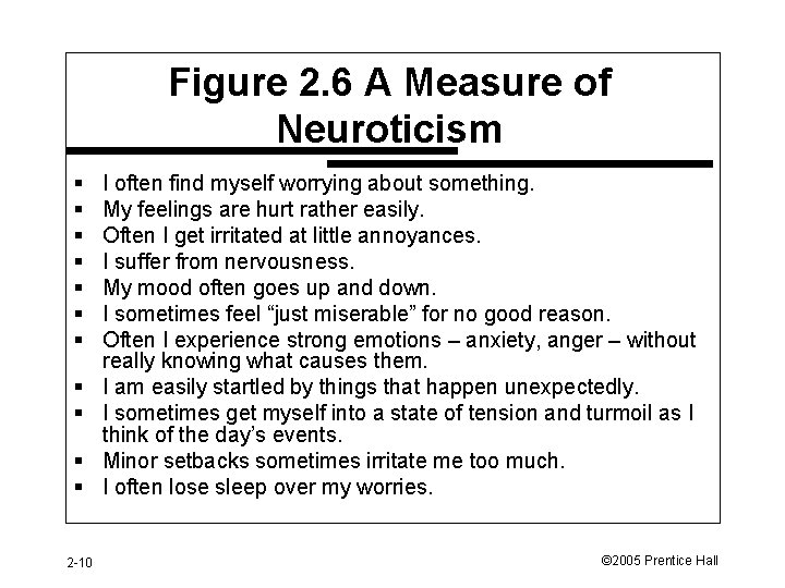 Figure 2. 6 A Measure of Neuroticism § § § 2 -10 I often
