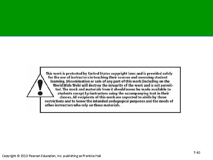 Copyright © 2013 Pearson Education, Inc. publishing as Prentice Hall 7 -40 40 