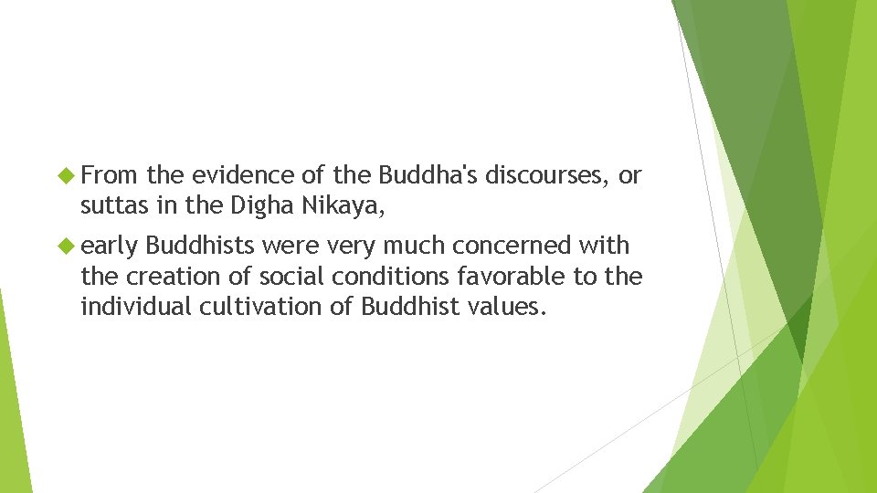  From the evidence of the Buddha's discourses, or suttas in the Digha Nikaya,