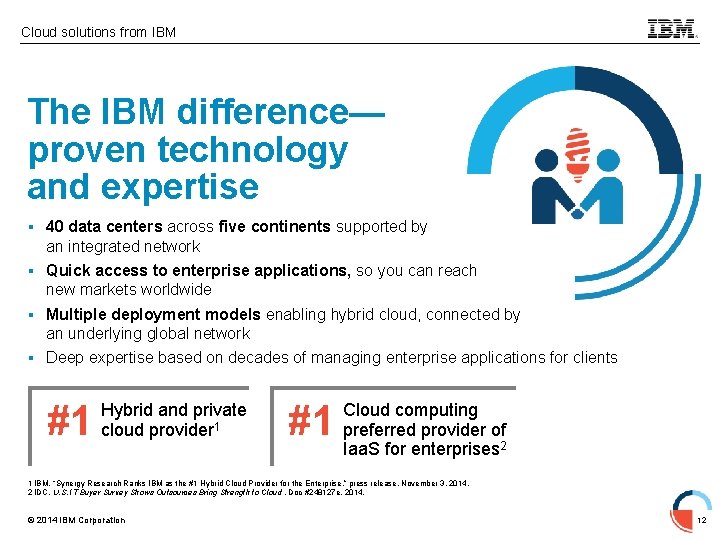 Cloud solutions from IBM The IBM difference— proven technology and expertise § 40 data