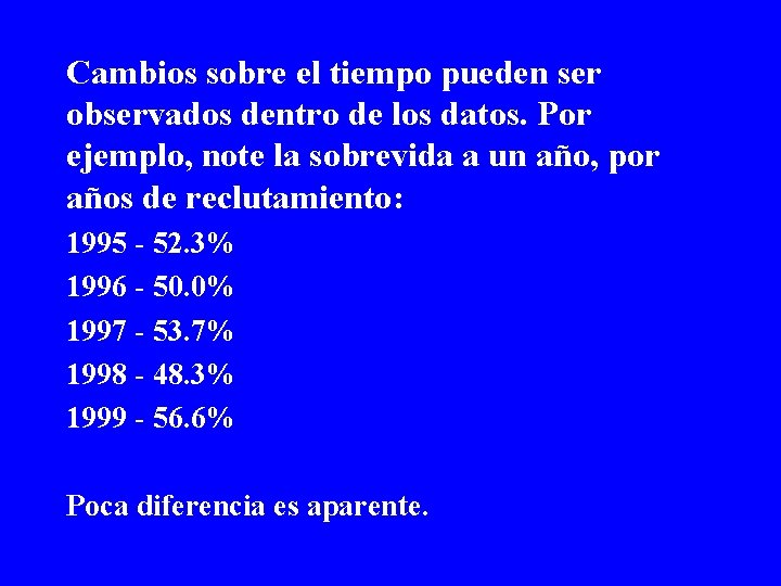 Cambios sobre el tiempo pueden ser observados dentro de los datos. Por ejemplo, note