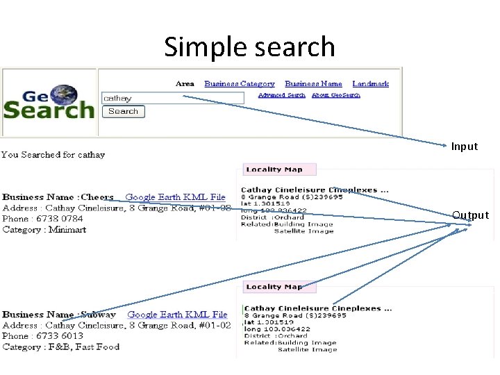 Simple search Input Output 