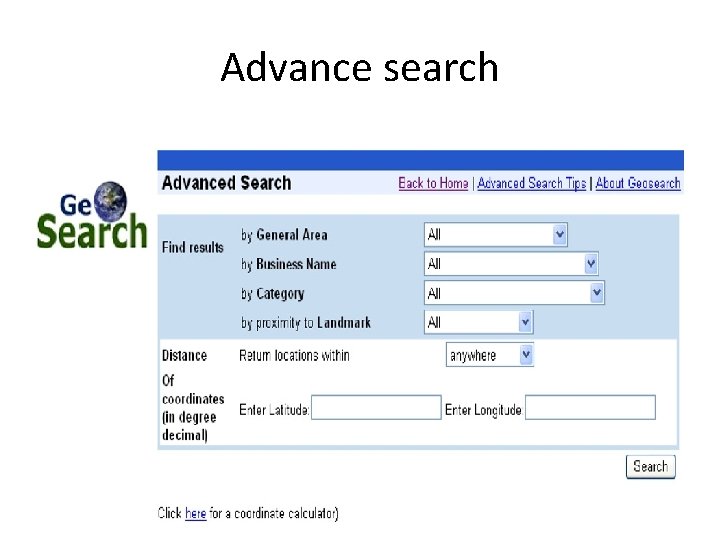 Advance search 