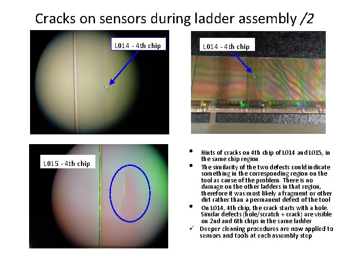 Cracks on sensors during ladder assembly /2 L 014 - 4 th chip L