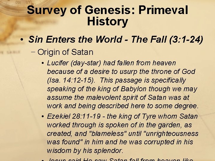 Survey of Genesis: Primeval History • Sin Enters the World - The Fall (3: