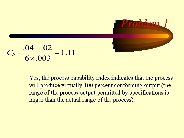 Problem 1 Yes, the process capability index indicates that the process will produce virtually