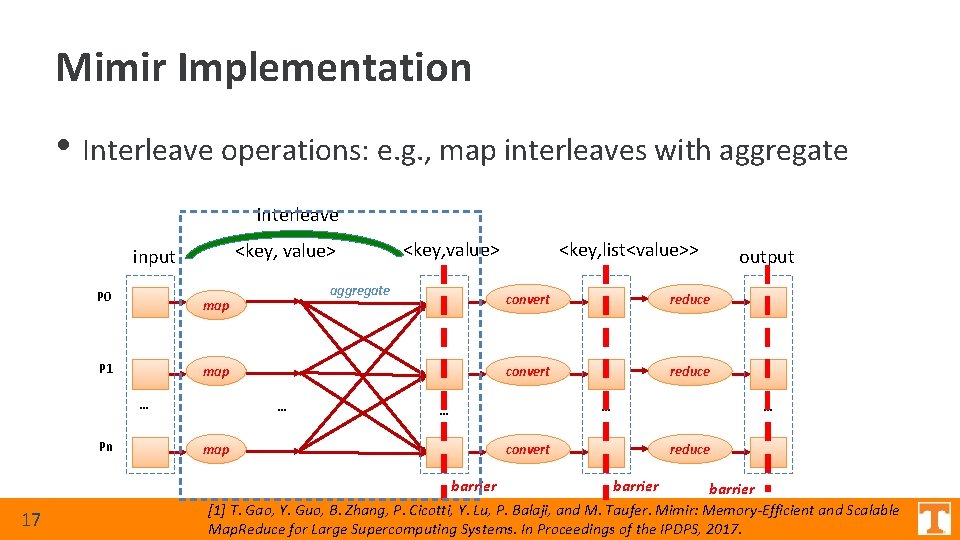 Mimir Implementation • Interleave operations: e. g. , map interleaves with aggregate interleave <key, Mimir Implementation • Interleave operations: e. g. , map interleaves with aggregate interleave <key,