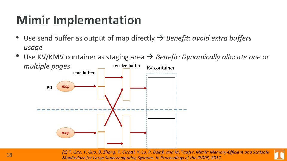 Mimir Implementation • Use send buffer as output of map directly Benefit: avoid extra Mimir Implementation • Use send buffer as output of map directly Benefit: avoid extra