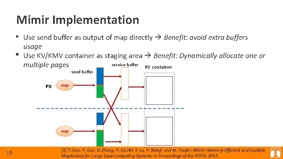 Mimir Implementation • Use send buffer as output of map directly Benefit: avoid extra Mimir Implementation • Use send buffer as output of map directly Benefit: avoid extra