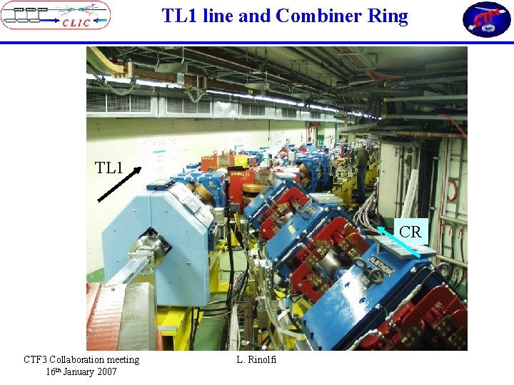 TL 1 line and Combiner Ring TL 1 CR CTF 3 Collaboration meeting 16