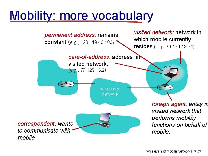 Mobility: more vocabulary permanent address: remains constant (e. g. , 128. 119. 40. 186)