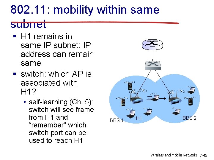 802. 11: mobility within same subnet § H 1 remains in same IP subnet: