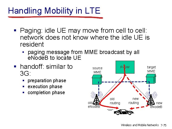 Handling Mobility in LTE § Paging: idle UE may move from cell to cell: