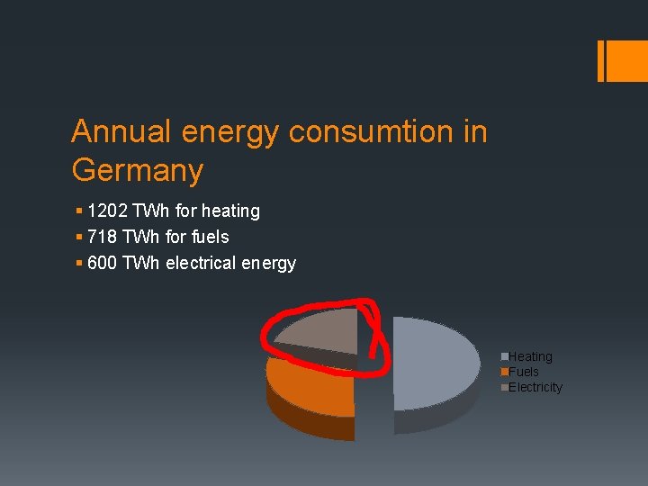 Annual energy consumtion in Germany § 1202 TWh for heating § 718 TWh for