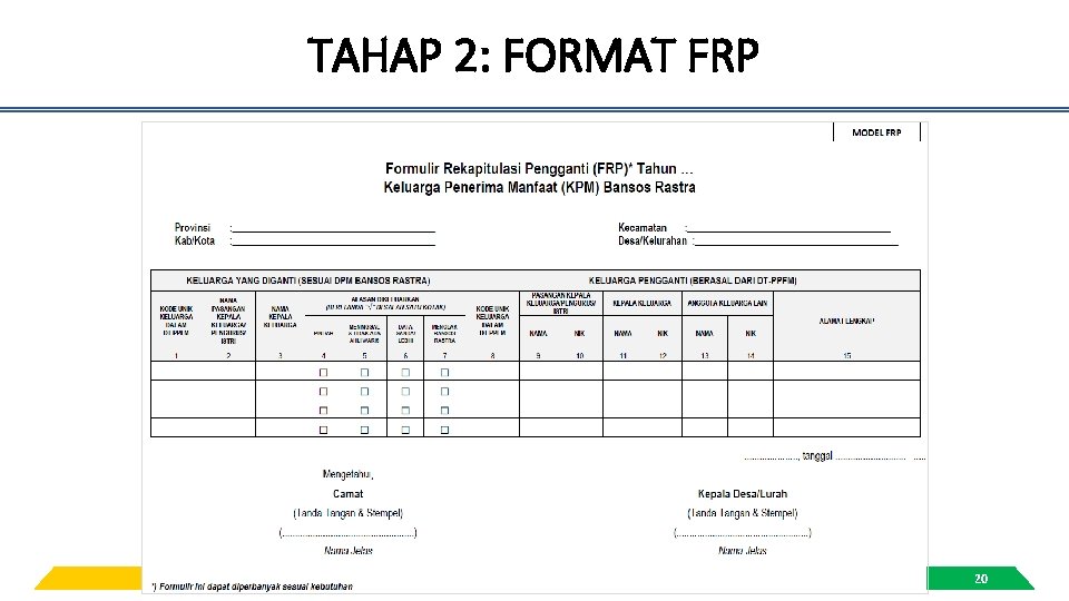 TAHAP 2: FORMAT FRP 20 