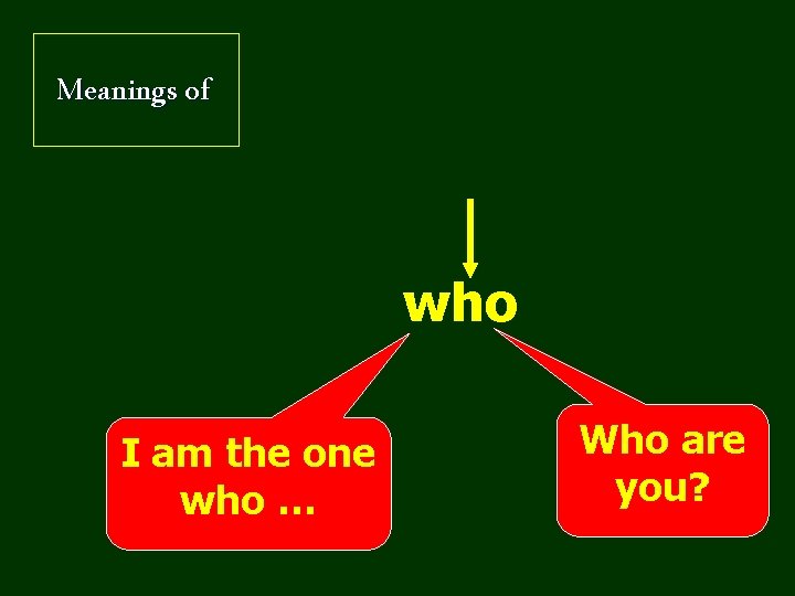Meanings of who I am the one who … Who are you? 