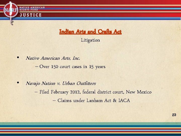 Indian Arts and Crafts Act Litigation • Native American Arts, Inc. -- Over 150