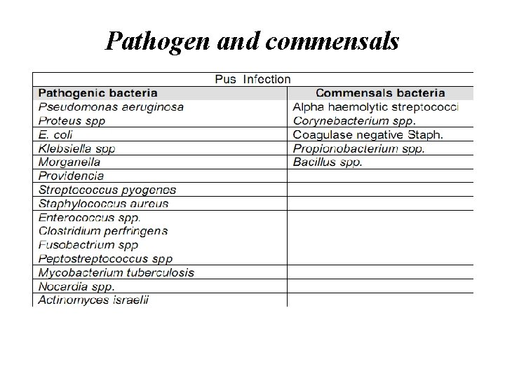 Pathogen and commensals 