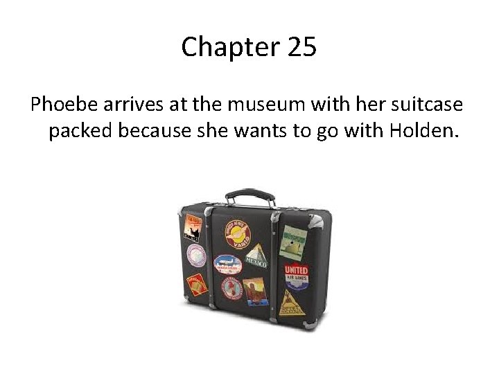 Chapter 25 Phoebe arrives at the museum with her suitcase packed because she wants