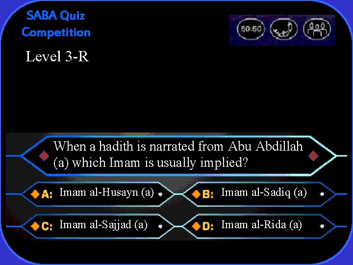 SABA Quiz Competition Level 3 -R When a hadith is narrated from Abu Abdillah