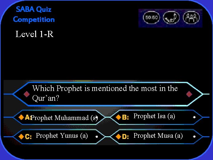 SABA Quiz Competition Level 1 -R Which Prophet is mentioned the most in the