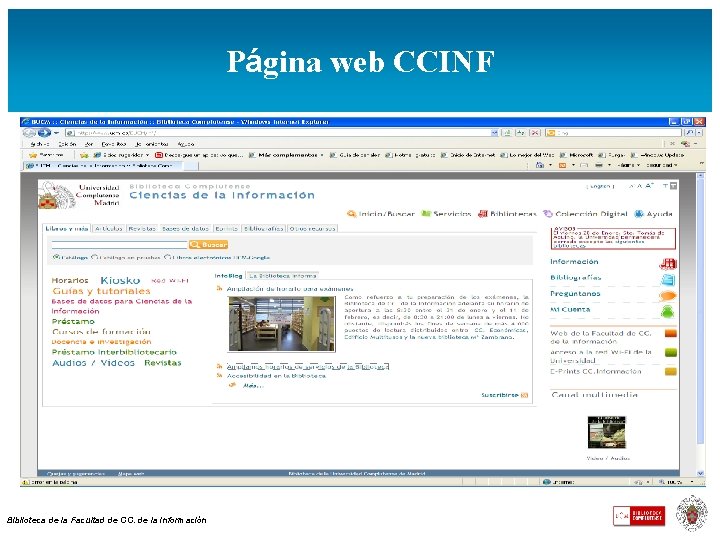 Página web CCINF Biblioteca de la Facultad de CC. de la Información 