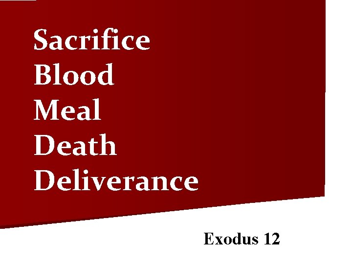 Sacrifice Blood Meal Death Deliverance Exodus 12 