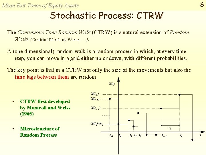 Mean Exit Times of Equity Assets Stochastic Process: CTRW The Continuous Time Random Walk