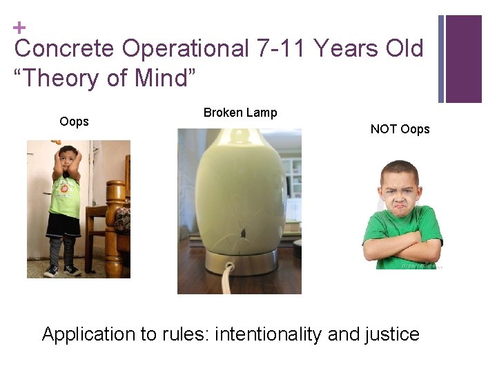 + Concrete Operational 7 -11 Years Old “Theory of Mind” Oops Broken Lamp NOT