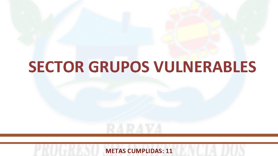 SECTOR GRUPOS VULNERABLES METAS CUMPLIDAS: 11 